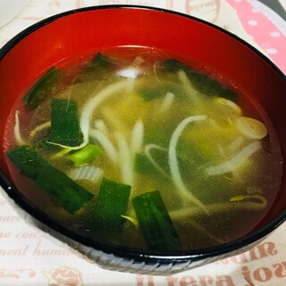ニラもやしの中華スープ